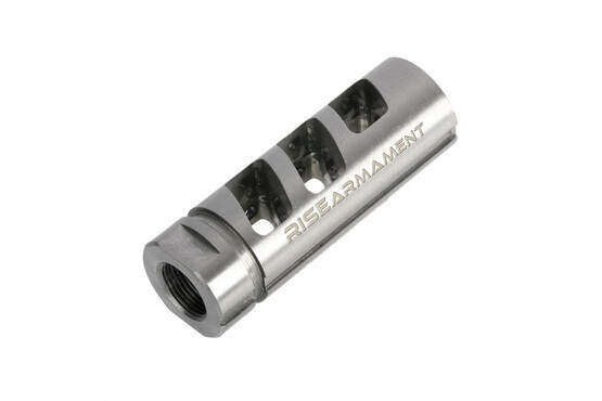 Rise Armament .223 / 5.56 NATO compensator with smooth stainless steel finish